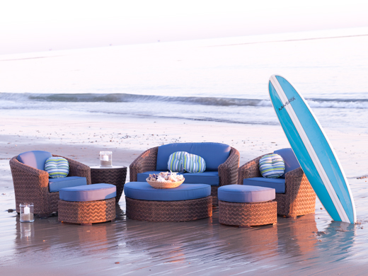 Wicker furniture on beach